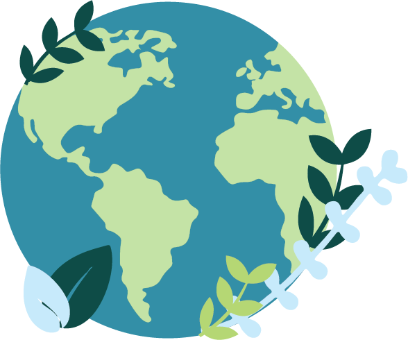 A graphic of the globe with leaves surrounding it.